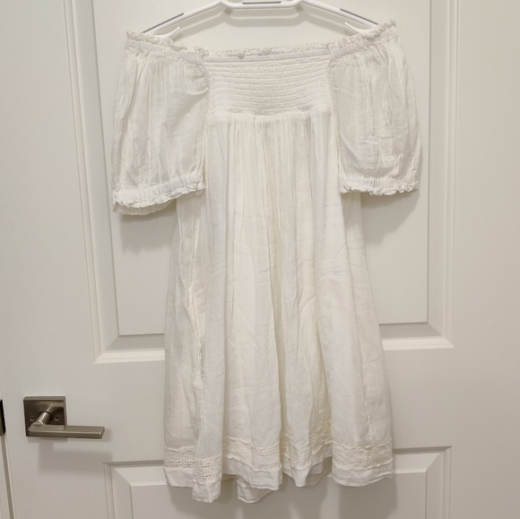 NWOT Free People La Mer off-shoulder white puffy peasant dress - Picture 6 of 8